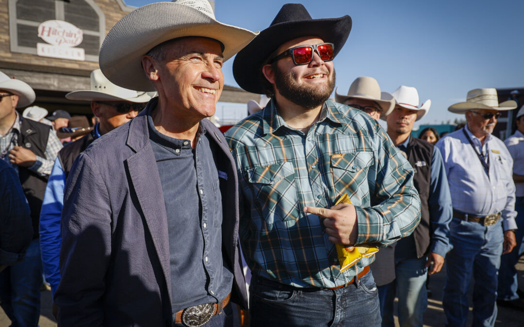 ‘It’s looking good’: Carney chats pipelines while mingling at Calgary Stampede